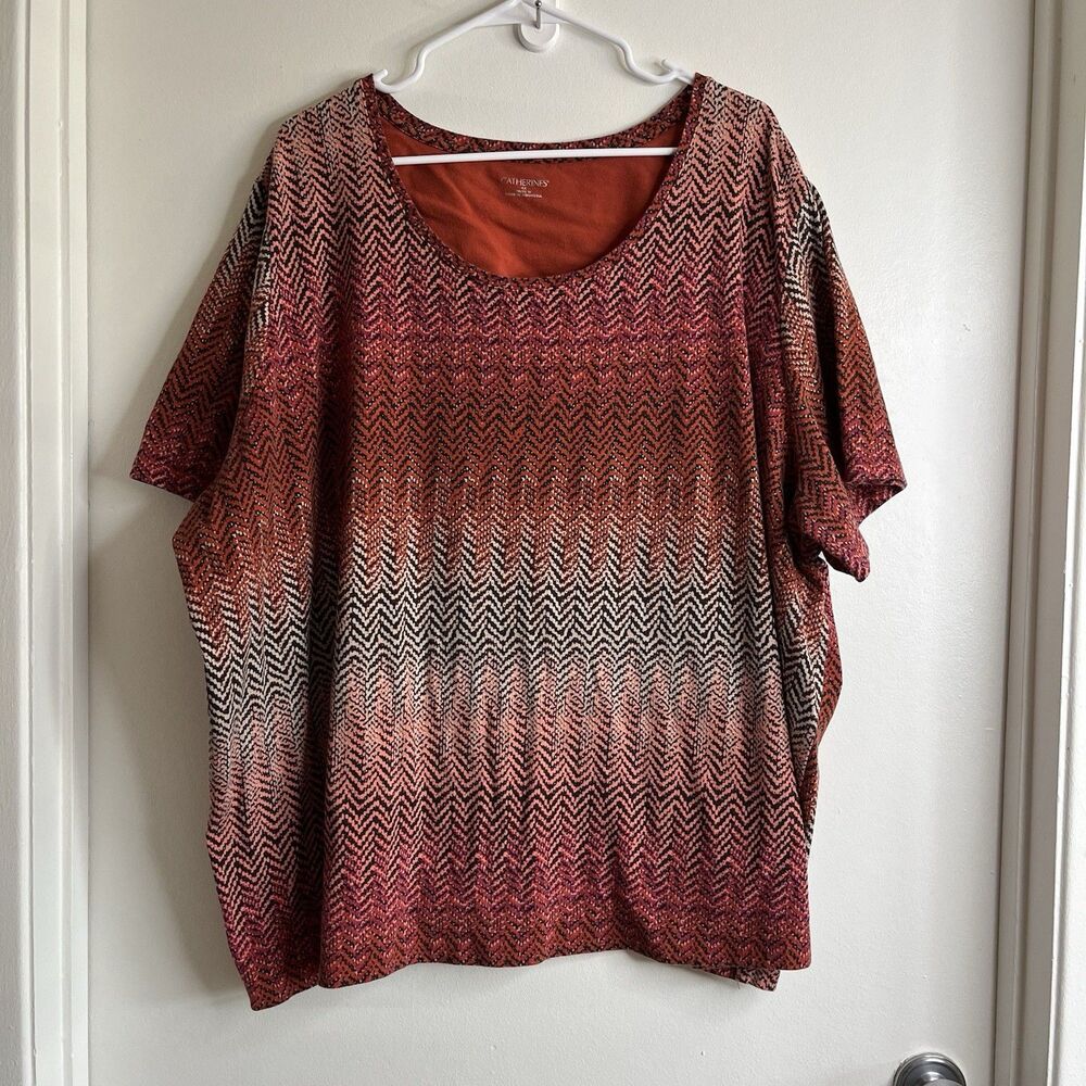 CATHERINES Womens 4X Popover Tunic Top Short Sleeve 30/32W